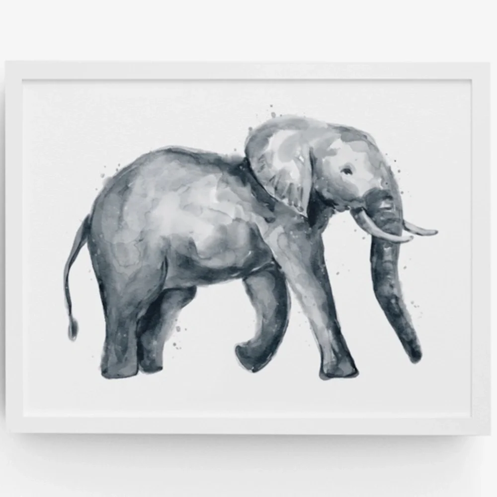 Wall Art Cute Watercolor Elephant Portrait Print Unframed - Picture 7 of 7